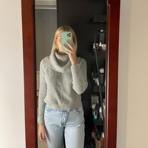 heather grey cowl neck sweater